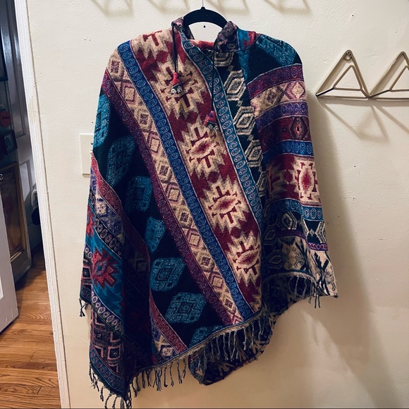 Oversized Hooded Poncho - Multicolor - One Size - Picture 5 of 6